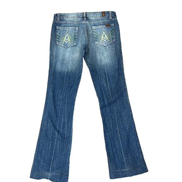 𝅺7 For All Mankind A Pocket Blue, Light Wash, Boot Cut Jeans Woman’s Size 28 - Picture 3 of 13